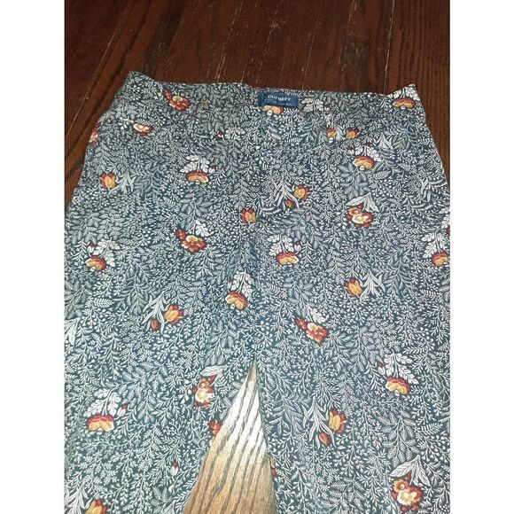 Size 8 Regular Old Navy Pixie Mid Rise Ankle Cropped Pants Woodland Blue White - Picture 2 of 3